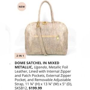 New Sseko Leather Mixed Metallic Dome Satchel